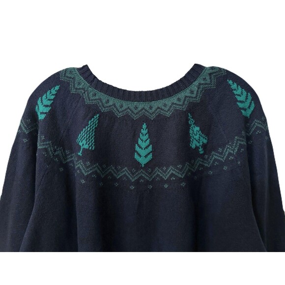 NEW Talbots Womens Size 2X Navy Whimsy Christmas Fair Isle Embellished Sweater - Picture 6 of 9